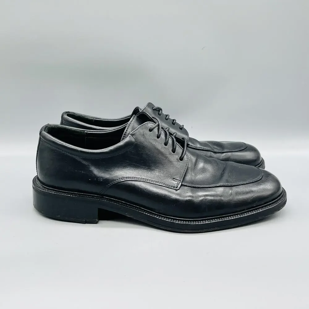 Cole Haan Shoes Men 11.5 Black Leather City Derby Oxford Dress Vtg Apron Toe